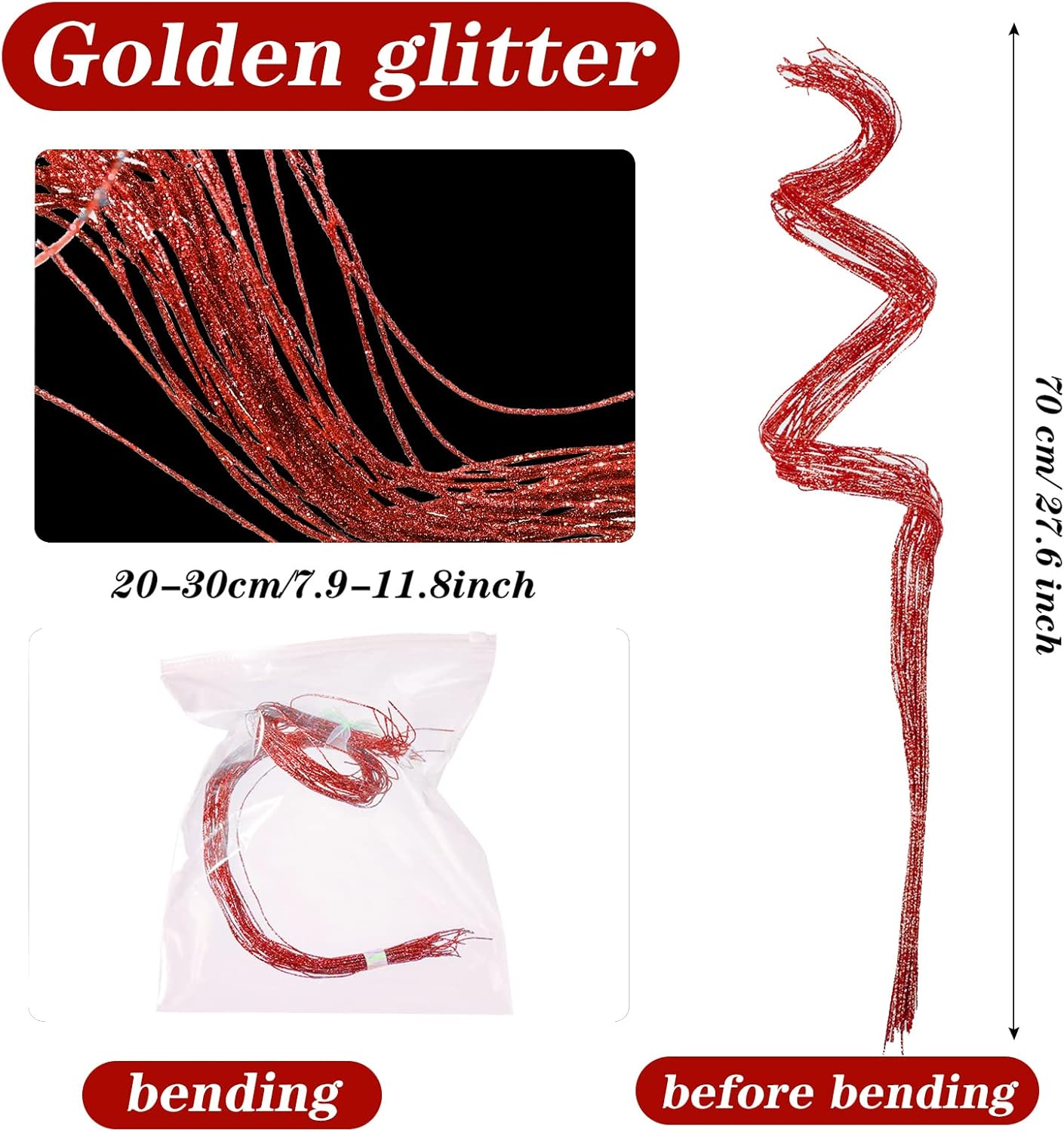 Syhood 36 Pieces Red Glitter Curly Ting Ting Branches Christmas Branches Vase Filler Artificial Curly Twigs for Christmas Tree Garland Wreath Decoration, Craft Vases Home Garden Decoration